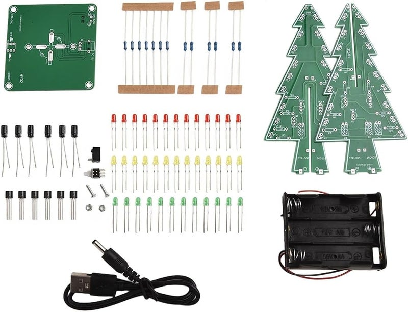 مجموعة DIY لشجرة عيد الميلاد ذات دائرة فلاش LED ثلاثية الأبعاد مع 7 ألوان تضيء إبداعك - Image 3